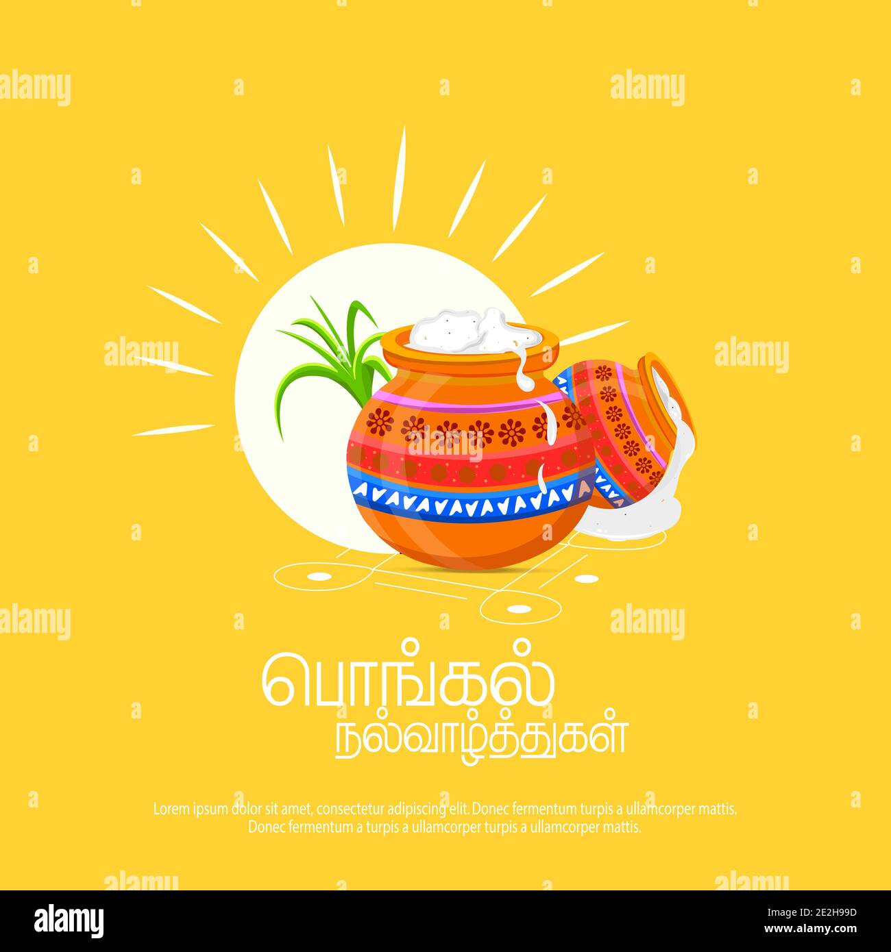 Happy Pongal religious festival of South India celebration background Stock Vector