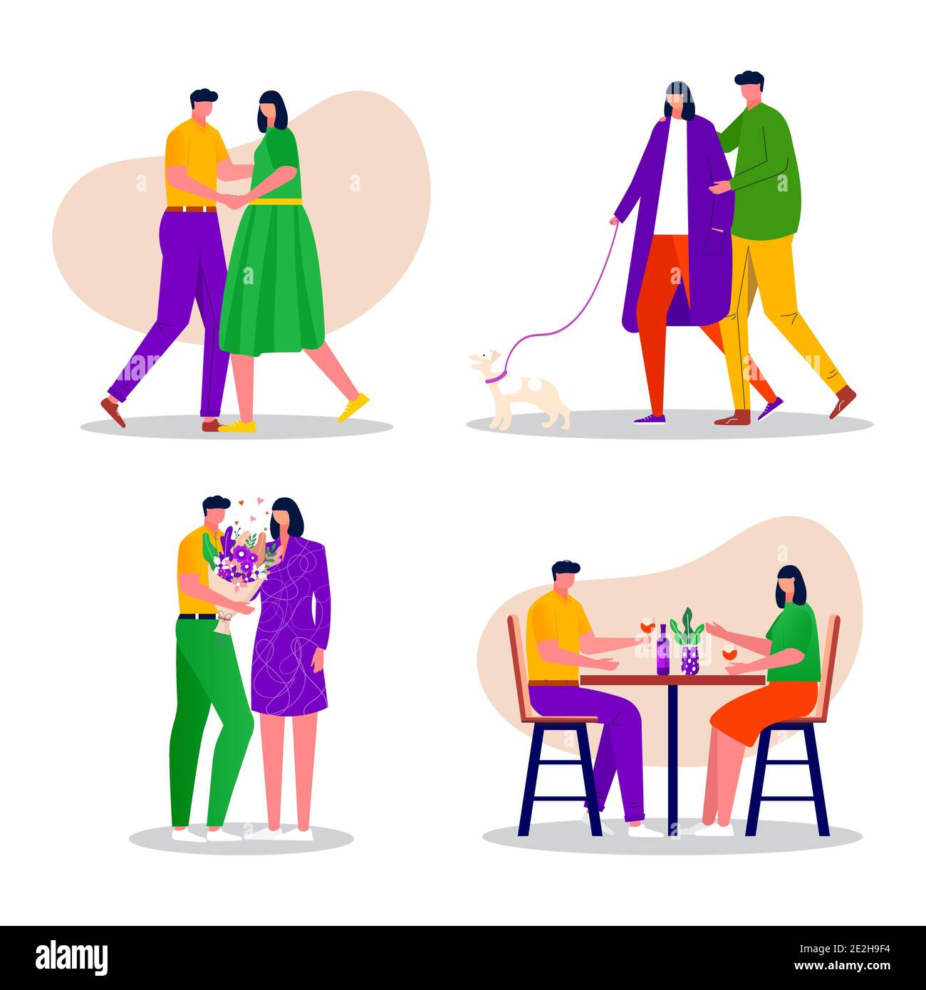 Happy family relaxing, dancing, walking. Man and woman, couple spending