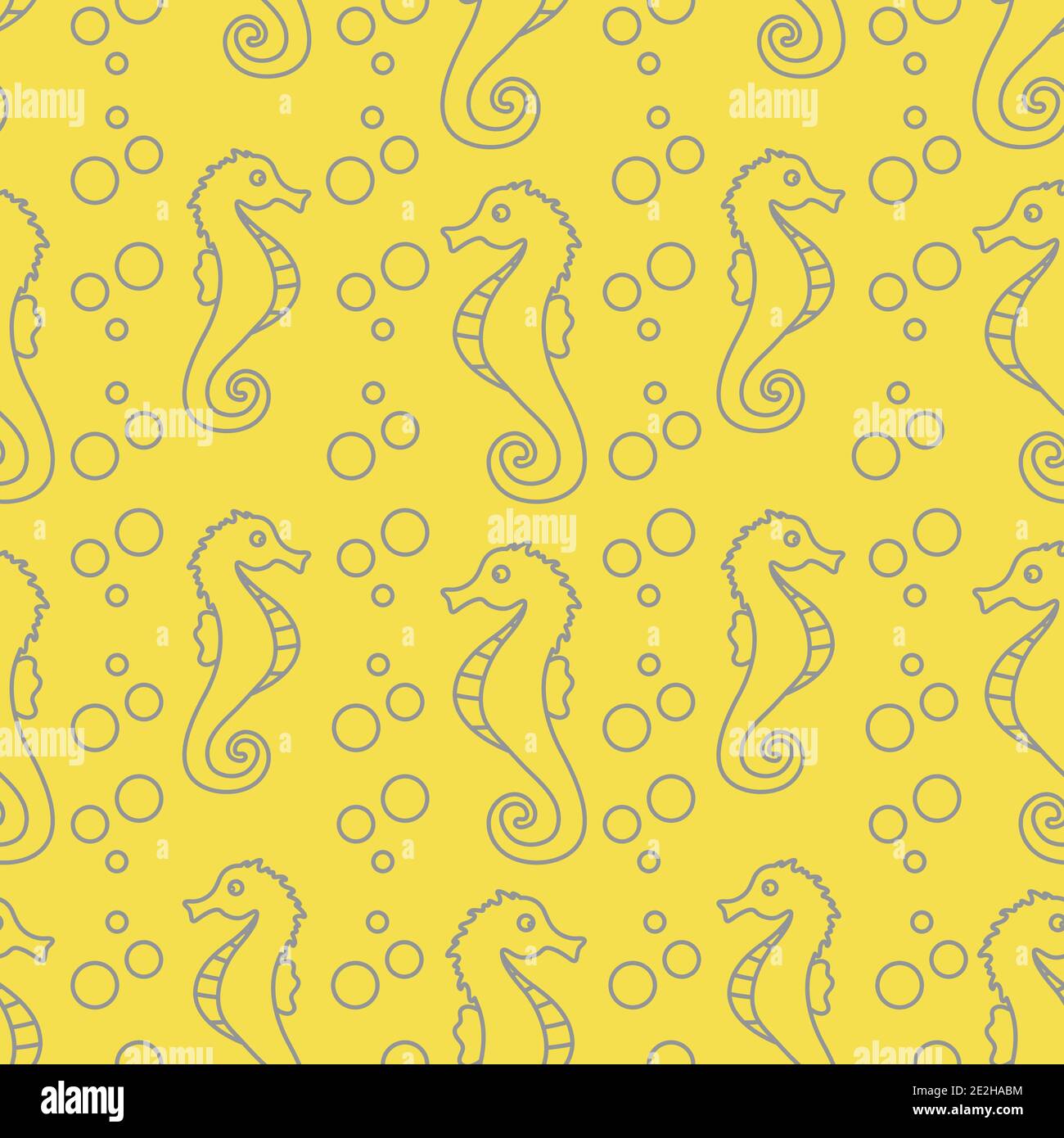 Vector seamless pattern with sea horses and bubbles. Marine background ...