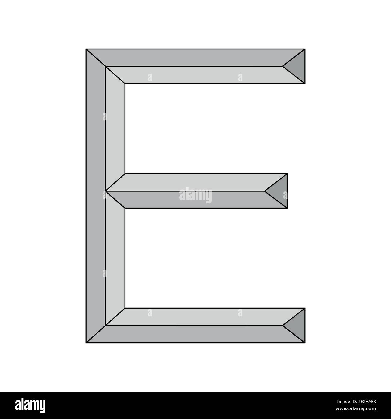 logo three dimensional letter e, vector capital first letter alphabet E logo icon design template elements Stock Vector