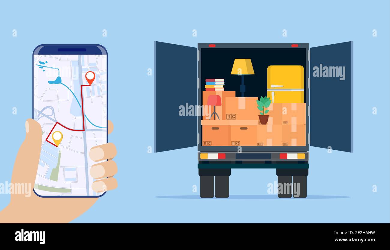 Delivery truck with household items Stock Vector Image & Art Alamy