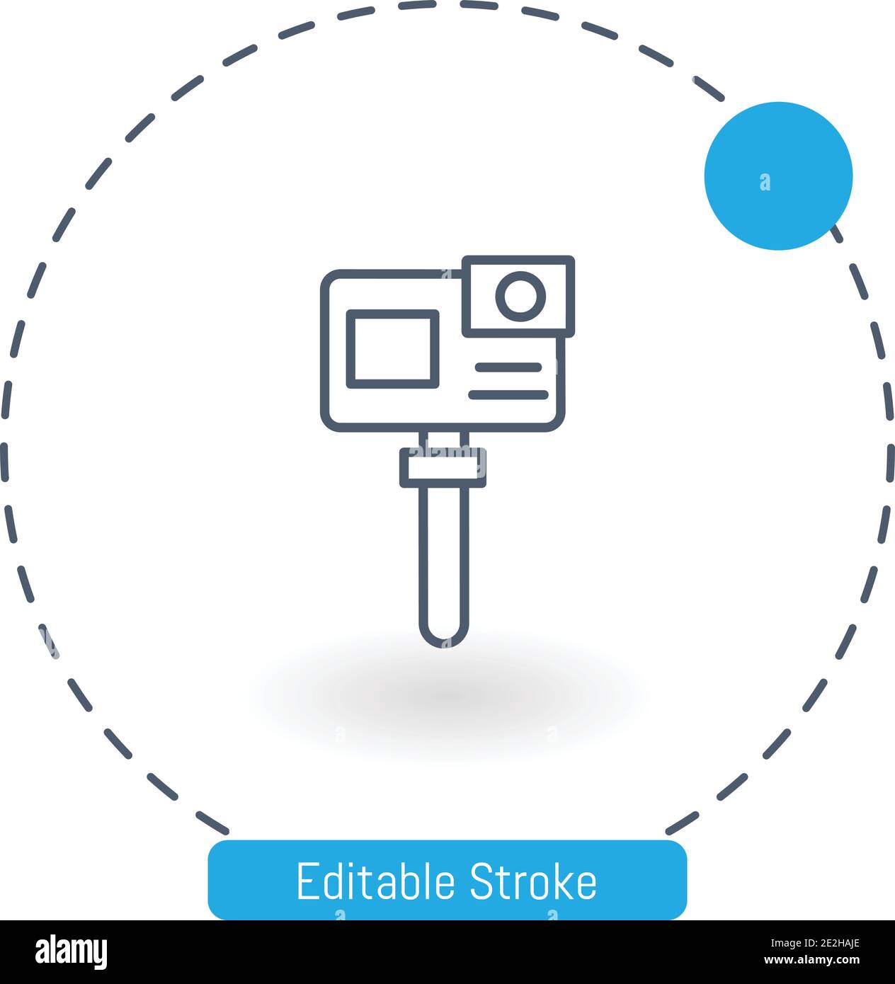action camera vector icon editable stroke outline icons for web and mobile Stock Vector