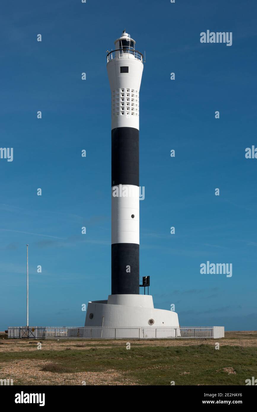 The Current or fifth Lighthouse at Dengeness, Kent, England, UK Stock Photo
