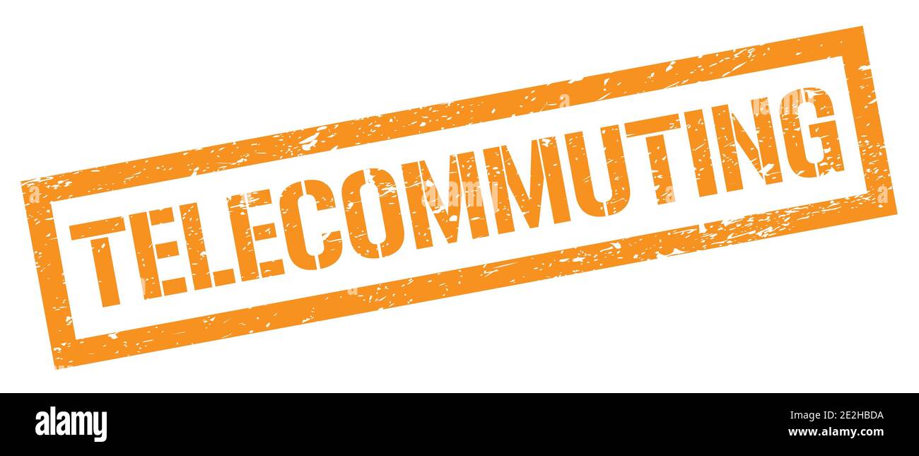 TELECOMMUTING orange grungy rectangle stamp sign Stock Photo - Alamy
