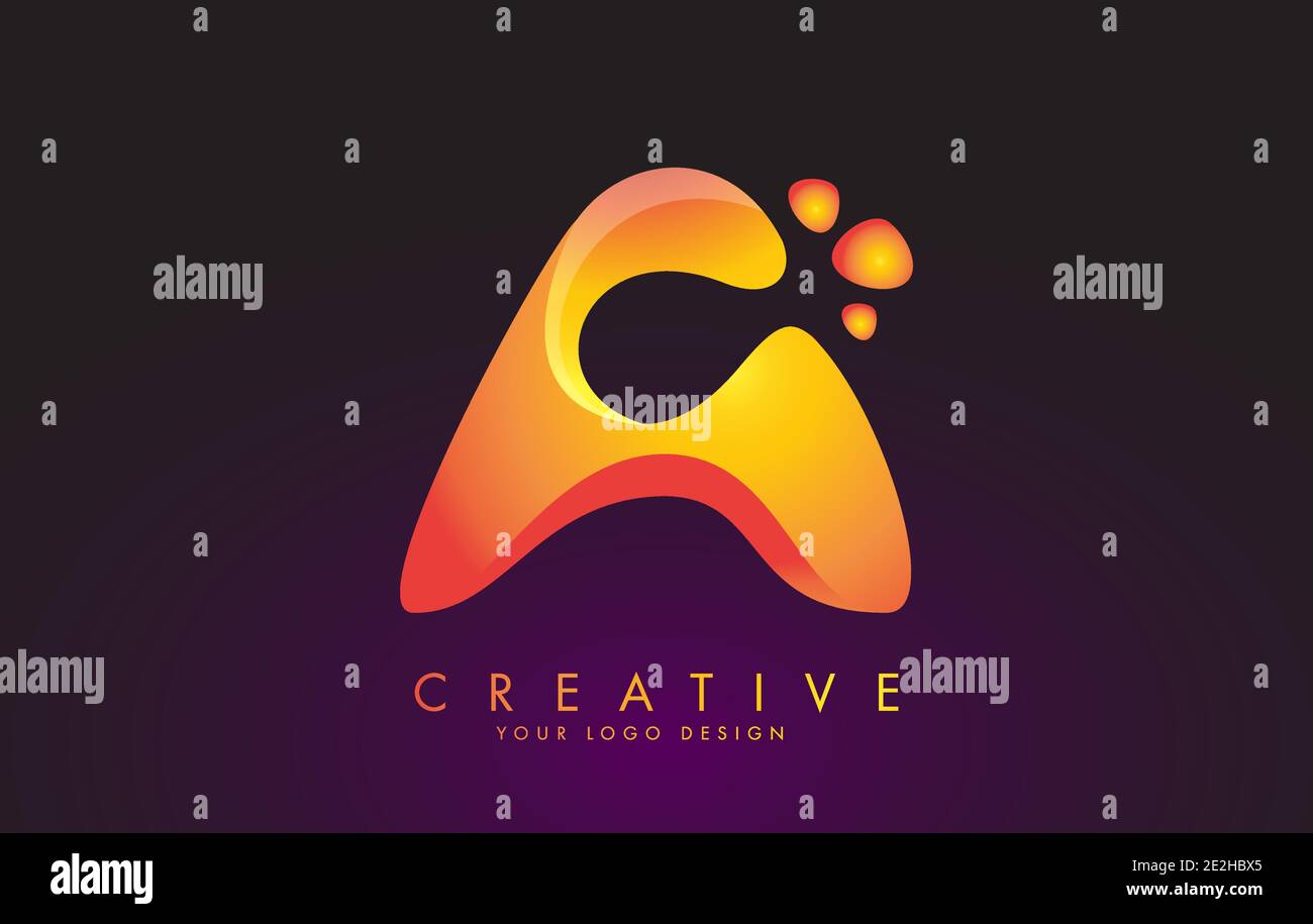 A Letter Logo Design with Dots. Vector Lettering Illustration of Orange ...