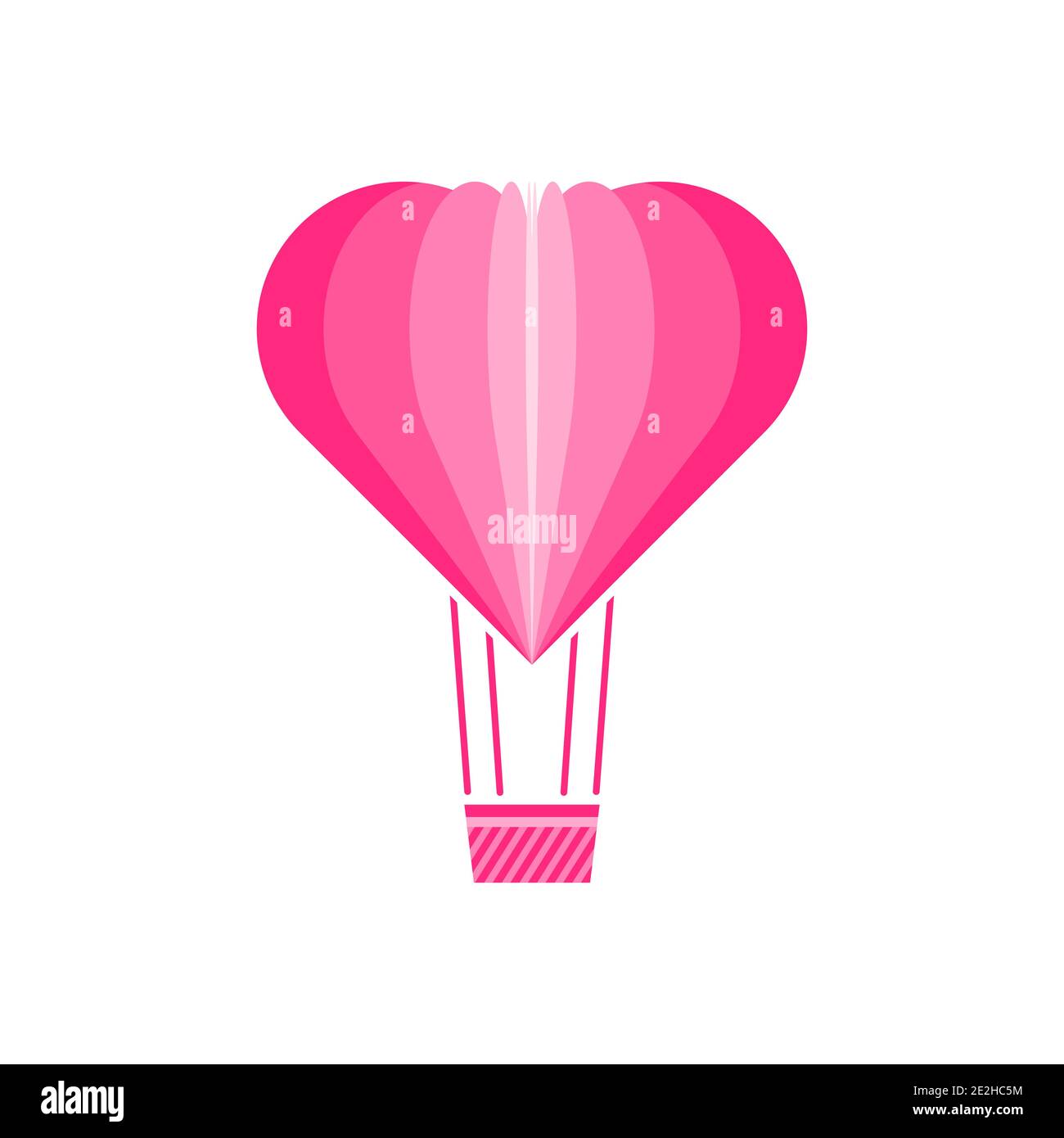 Cute Hot Air Balloon Love Heart Shape Illustration Vector Template ...