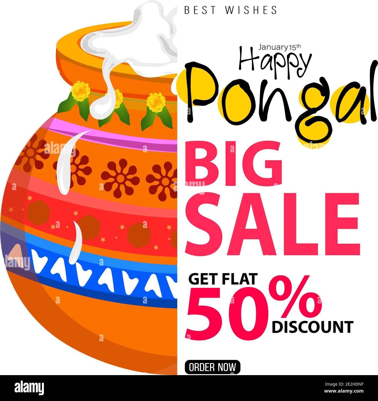 Happy Pongal Festival Sale Template Design - Indian Religion Festival Pongal Background Stock Vector