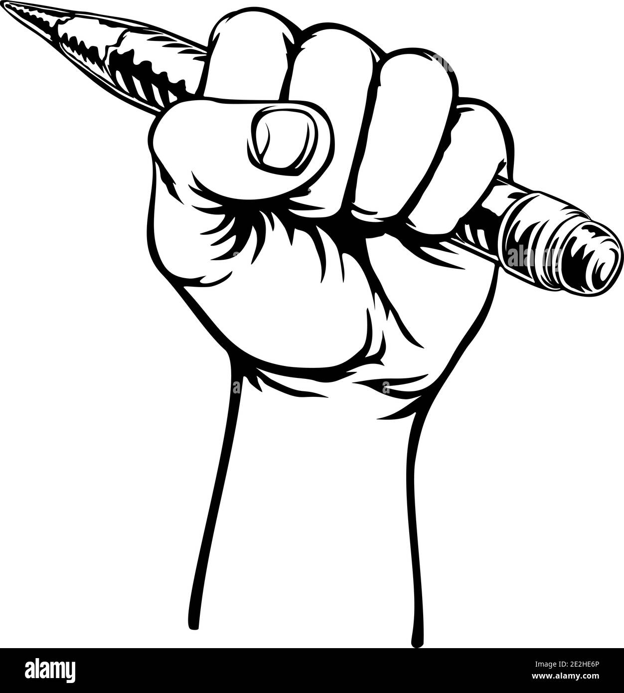 Hand holding pencil outlet