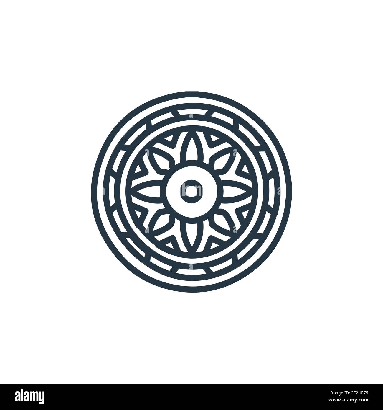 Mandala outline vector icon. Thin line black mandala icon, flat vector