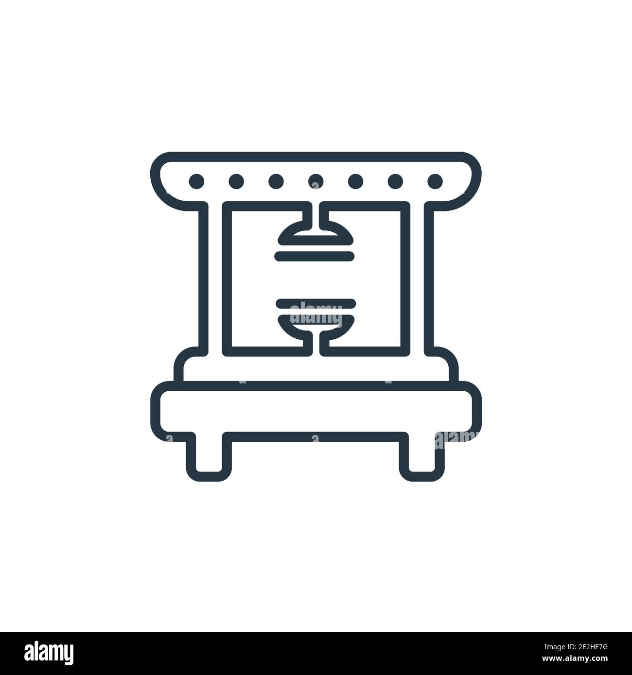 Machine press outline vector icon. Thin line black machine press icon