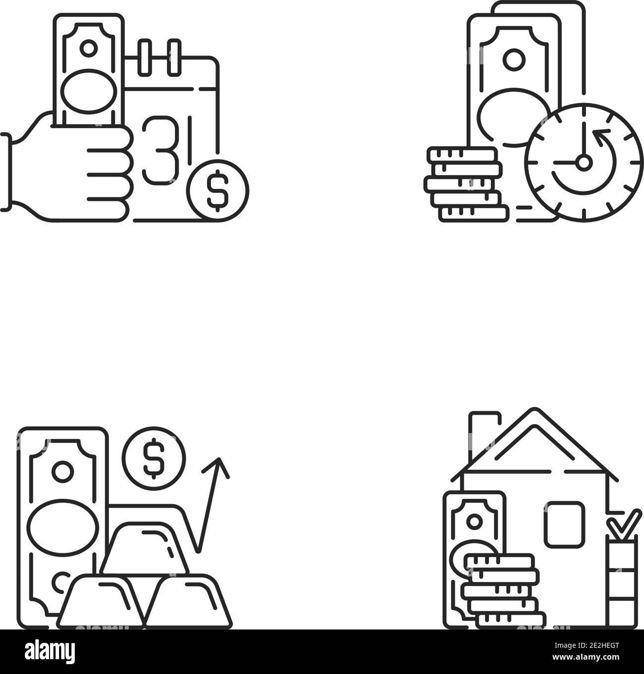 Hockshop linear icons set Stock Vector