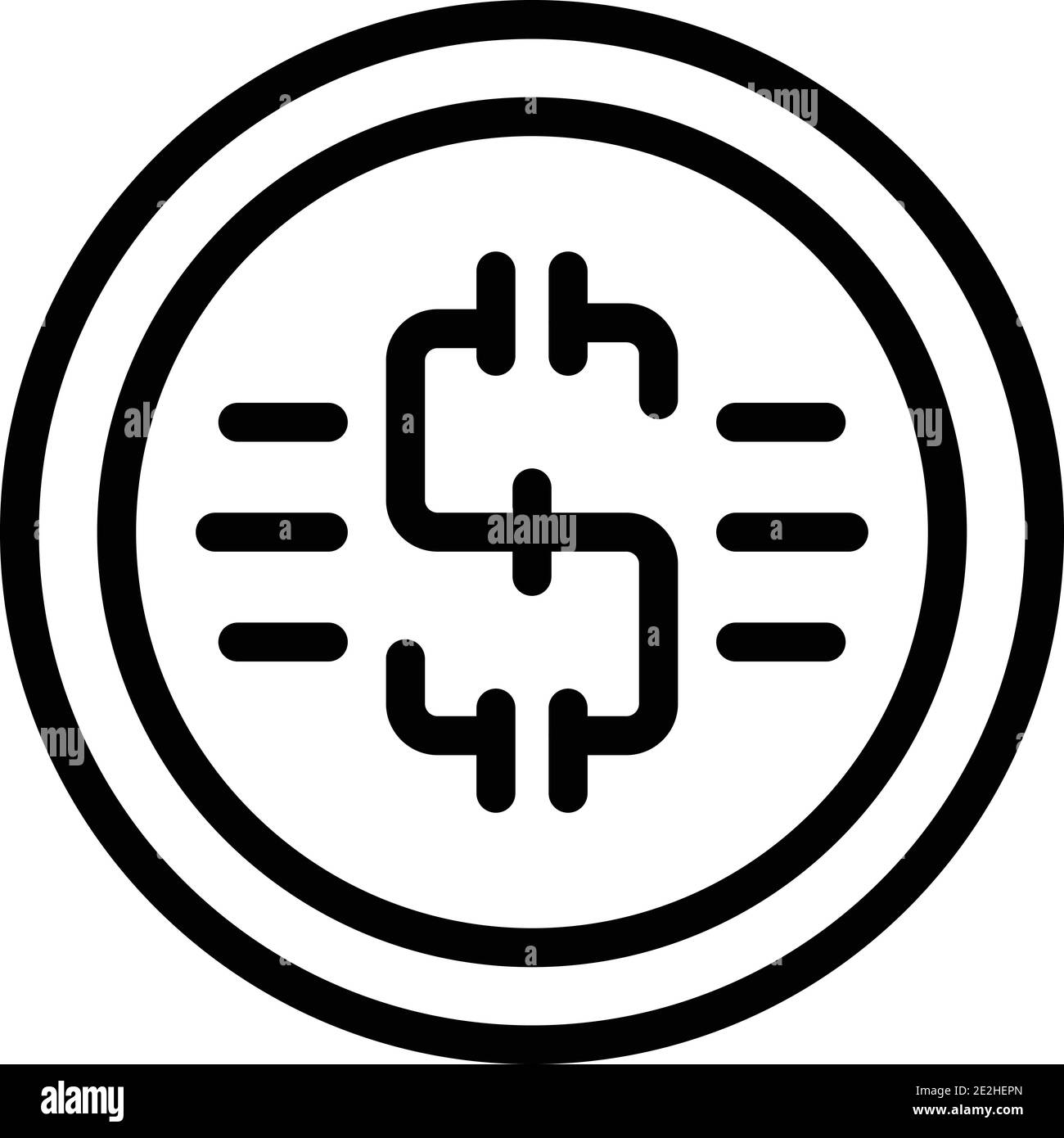 Dollar coin icon. Outline dollar coin vector icon for web design ...