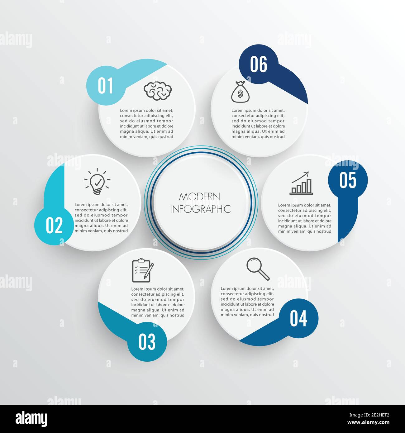 Vector illustration infographics 6 options. Template for brochure ...