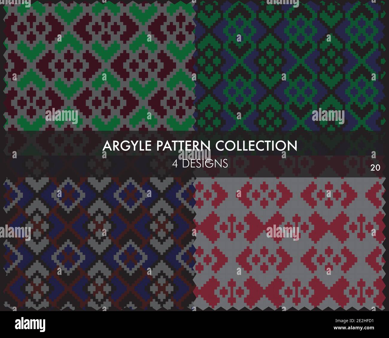 Argyle seamless pattern collection includes 4 design swatches for ...