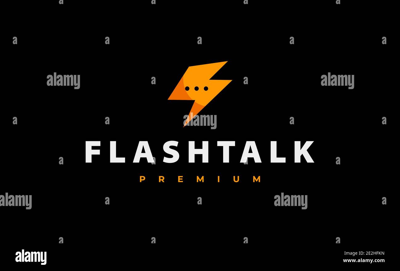 Flash Chat Logo Design Vector Illustration Stock Vector