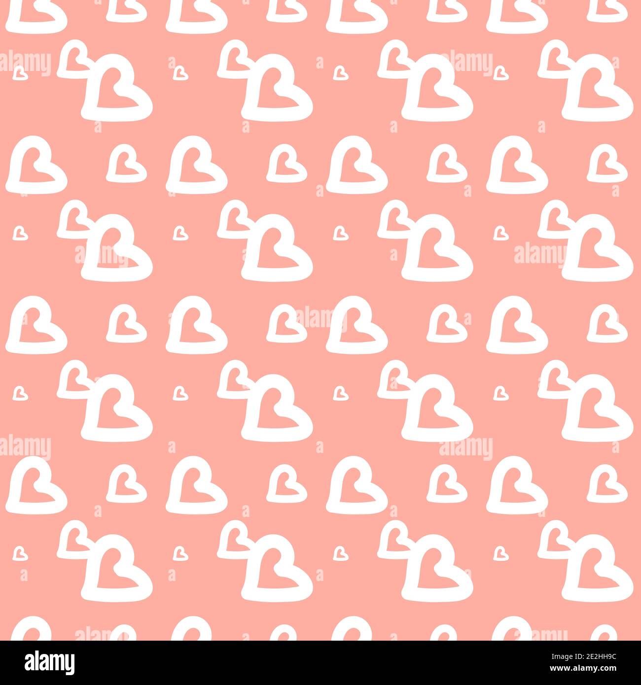 White pink cute Seamless repeat pattern with hearts at an angle that ...