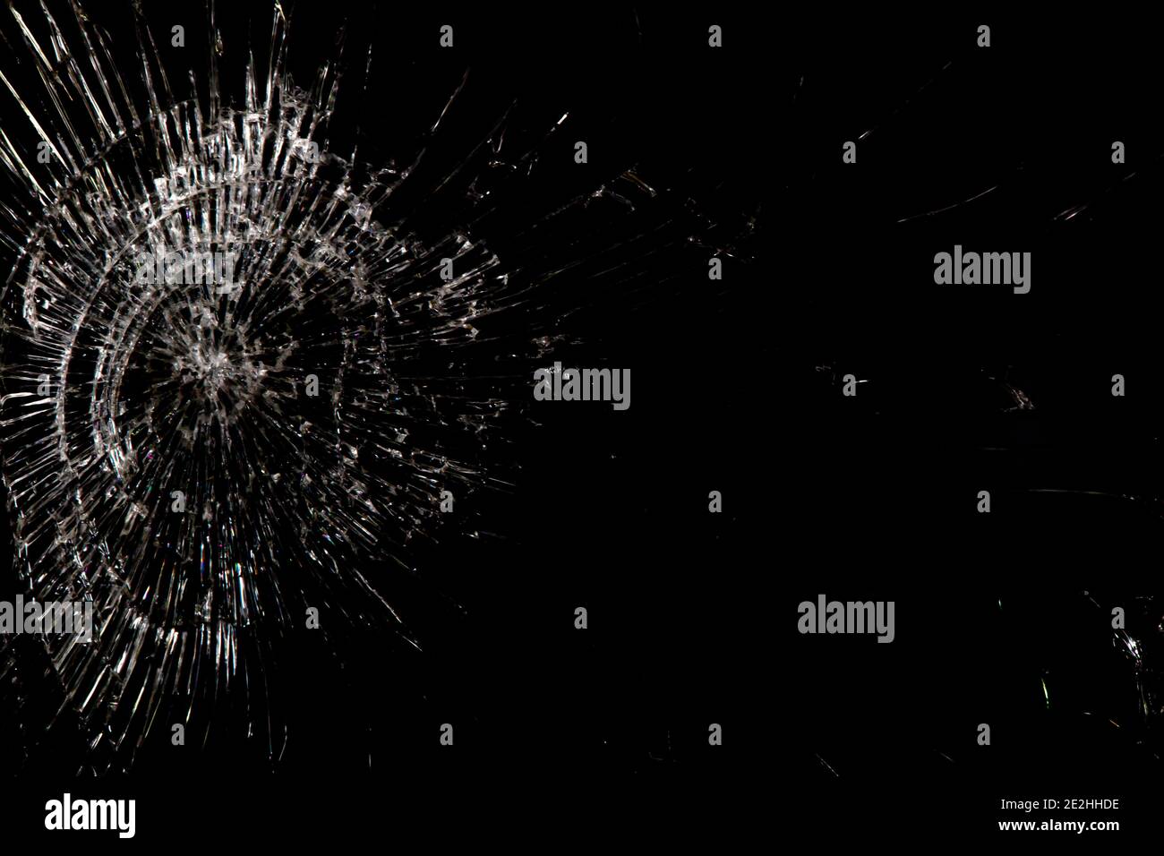 Broken glass, white lines on black background, design element Stock Photo
