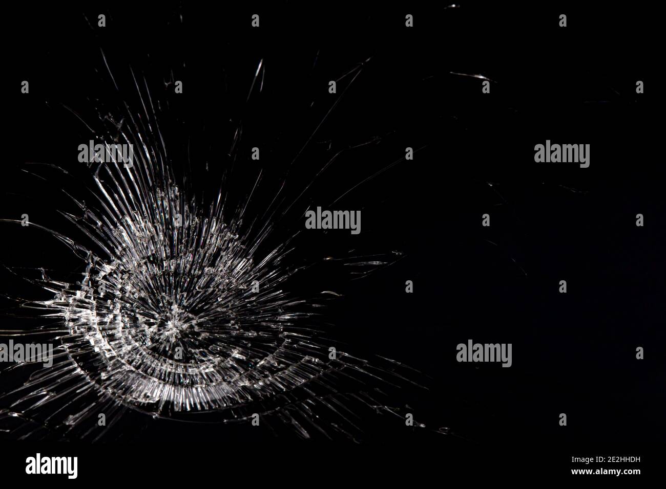 Broken glass, white lines on black background, design element Stock Photo