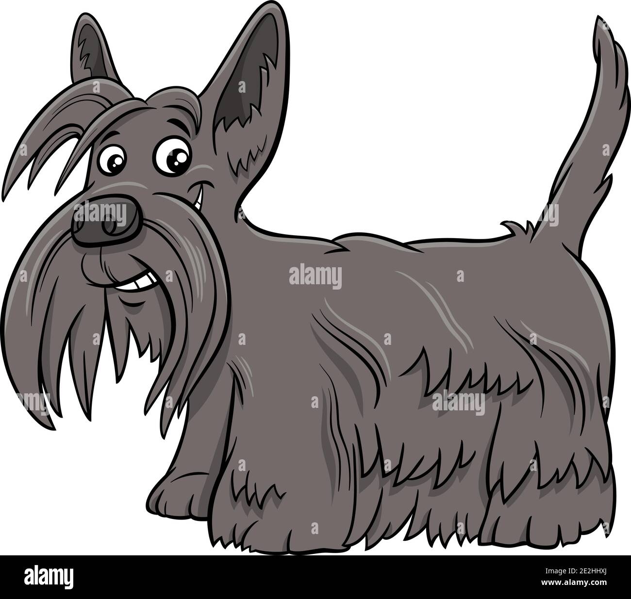 Cartoon illustration of Scottish Terrier purebred dog animal character Stock Vector