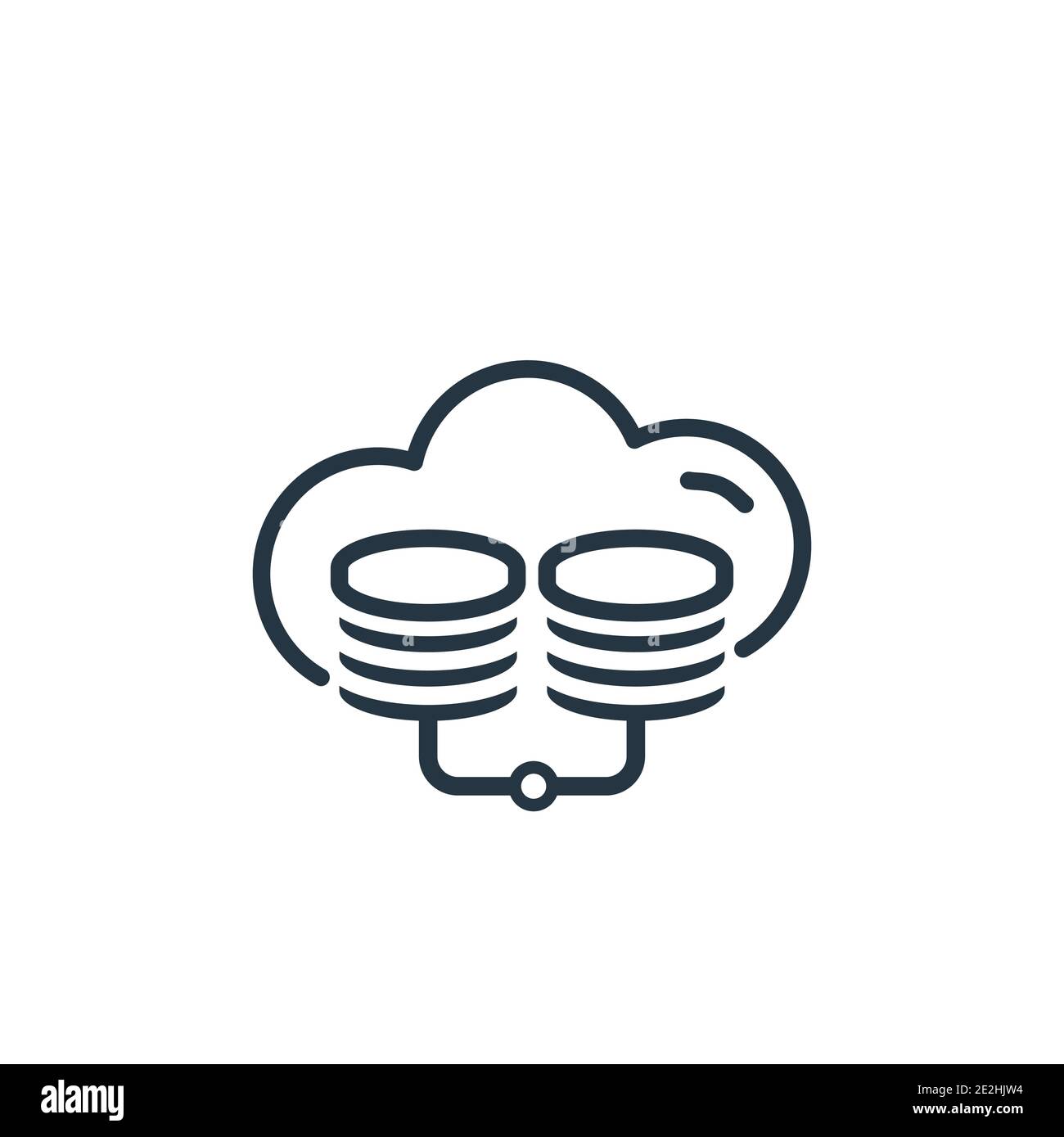 Cloud server outline vector icon. Thin line black cloud server icon ...