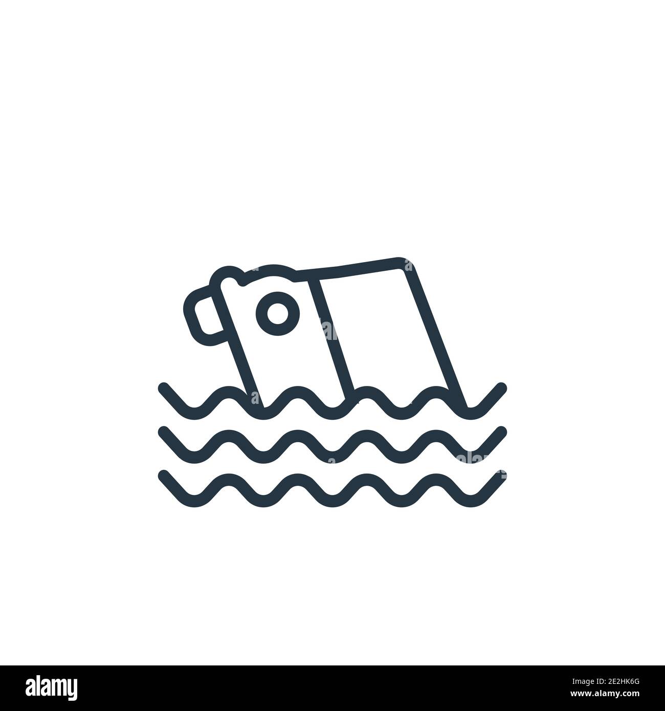 Flooded house outline vector icon. Thin line black flooded house icon ...