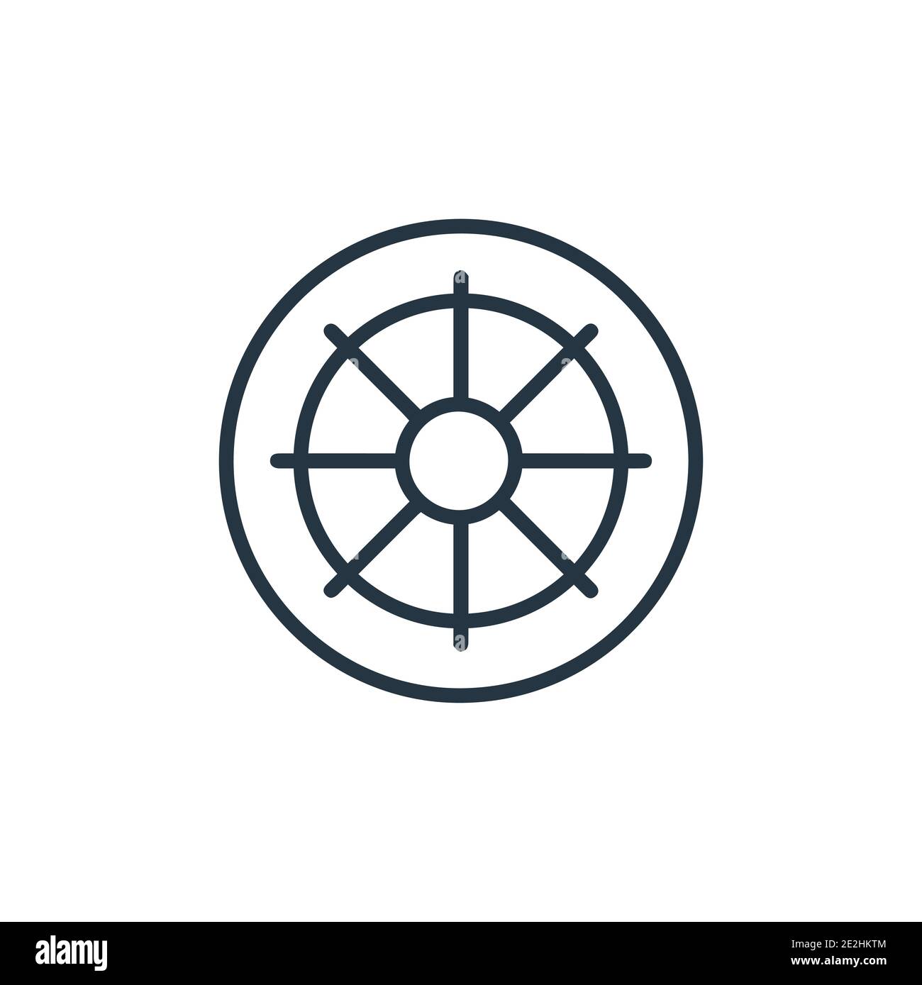 Dharma outline vector icon. Thin line black dharma icon, flat vector simple element illustration from editable india concept isolated on white backgro Stock Vector