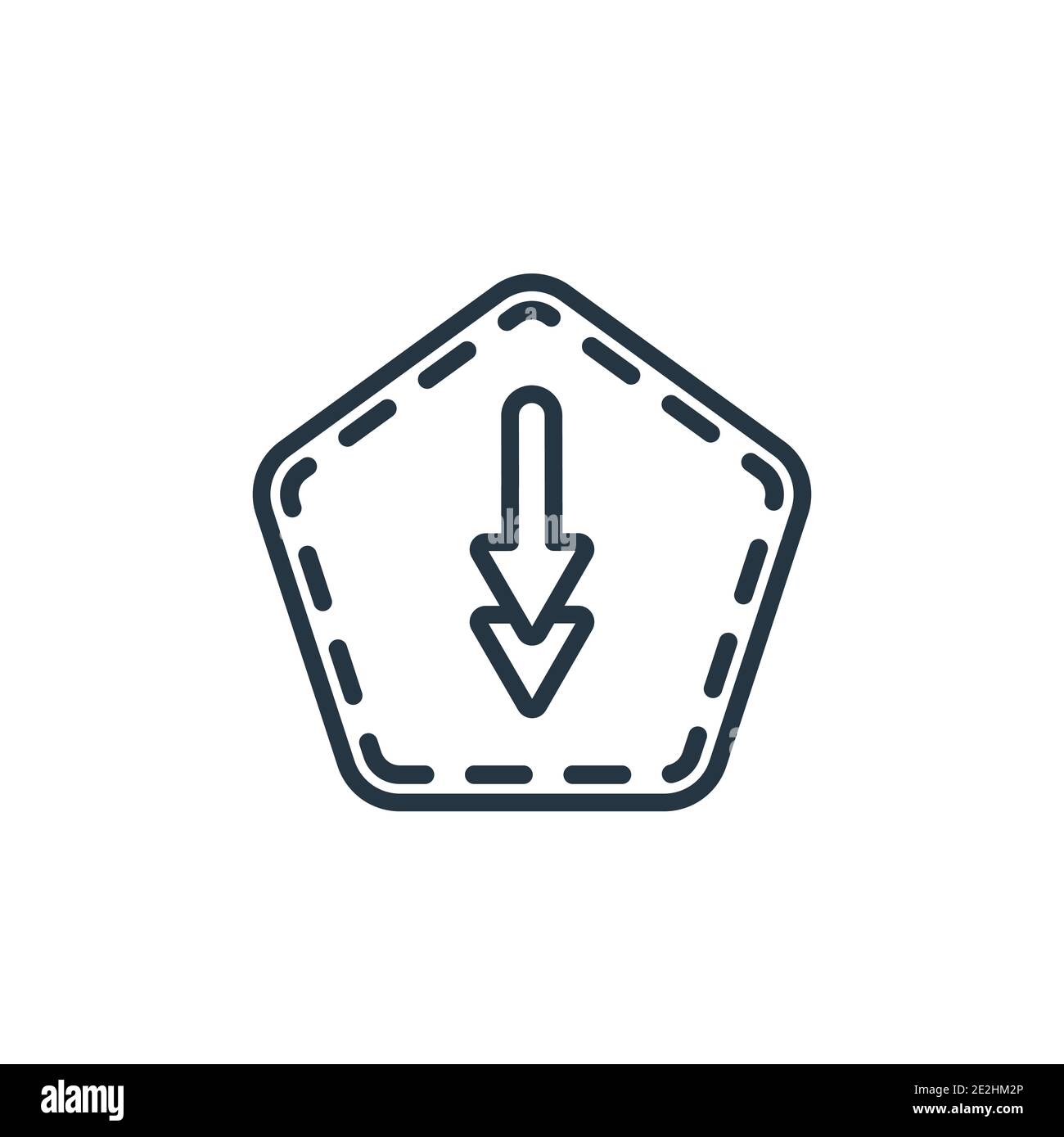 Down outline vector icon. Thin line black down icon, flat vector simple element illustration from editable interface concept isolated stroke on white Stock Vector
