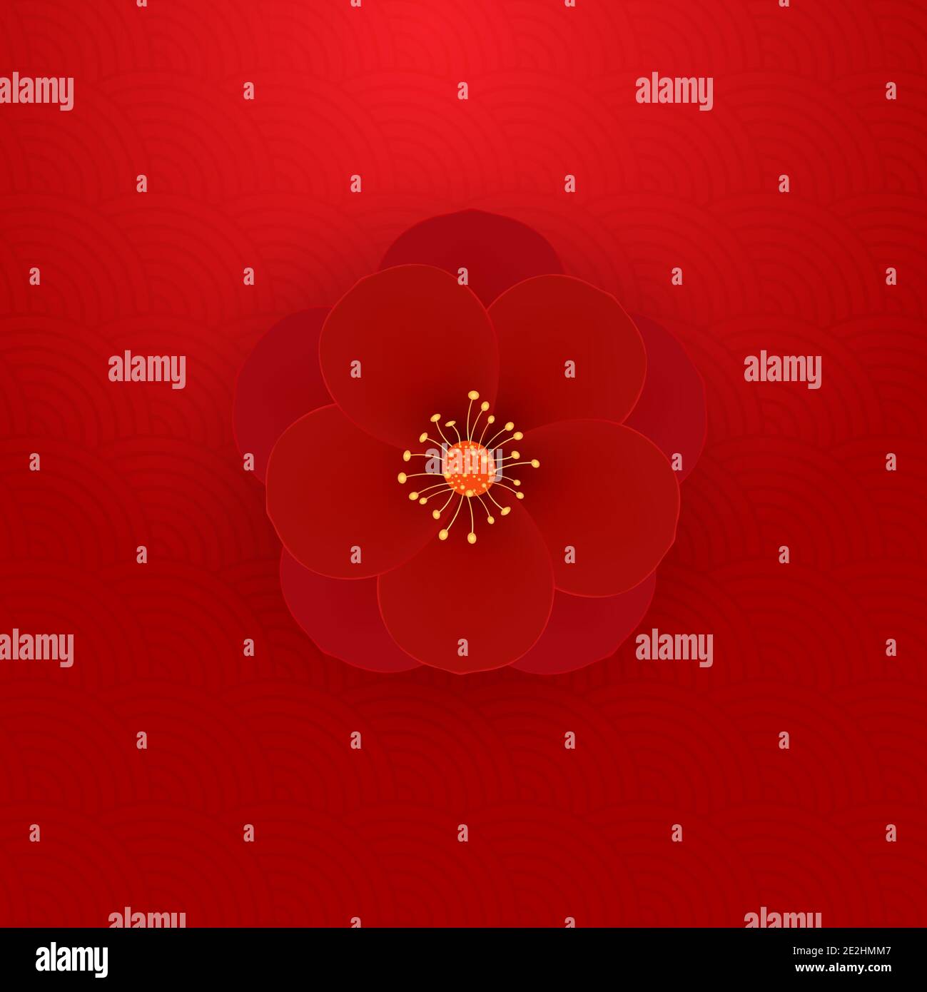 Realistic 3d Red Flower Icon. Vector Illustration Stock Vector Image ...
