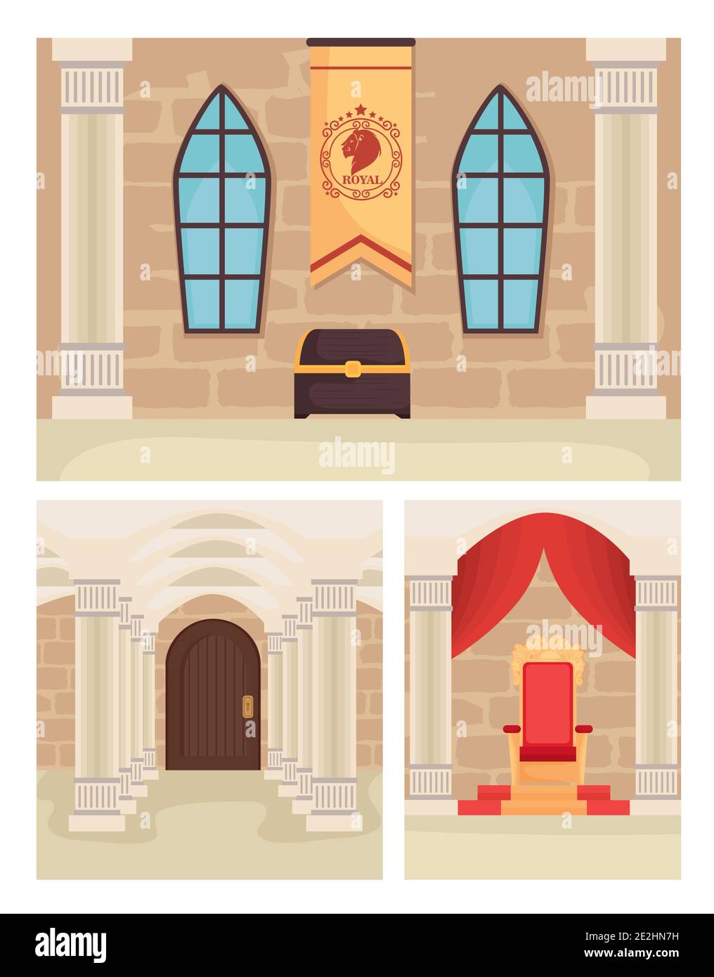 Fairytale castle landscape set vector design Stock Vector Image & Art ...