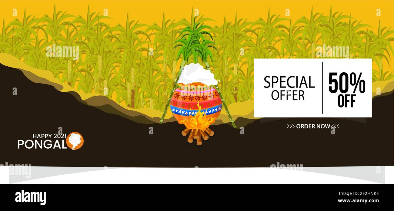 illustration of Happy Pongal sale background. Can be used for shopping sale, promo poster, Stock Vector
