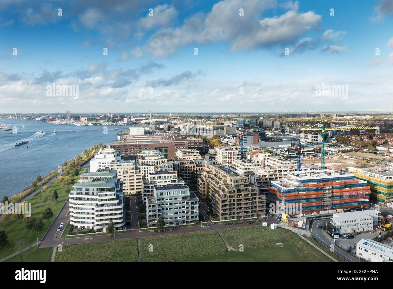 Amsterdam Overhoeks is a modern new residential area in Amsterdam North. Stock Photo