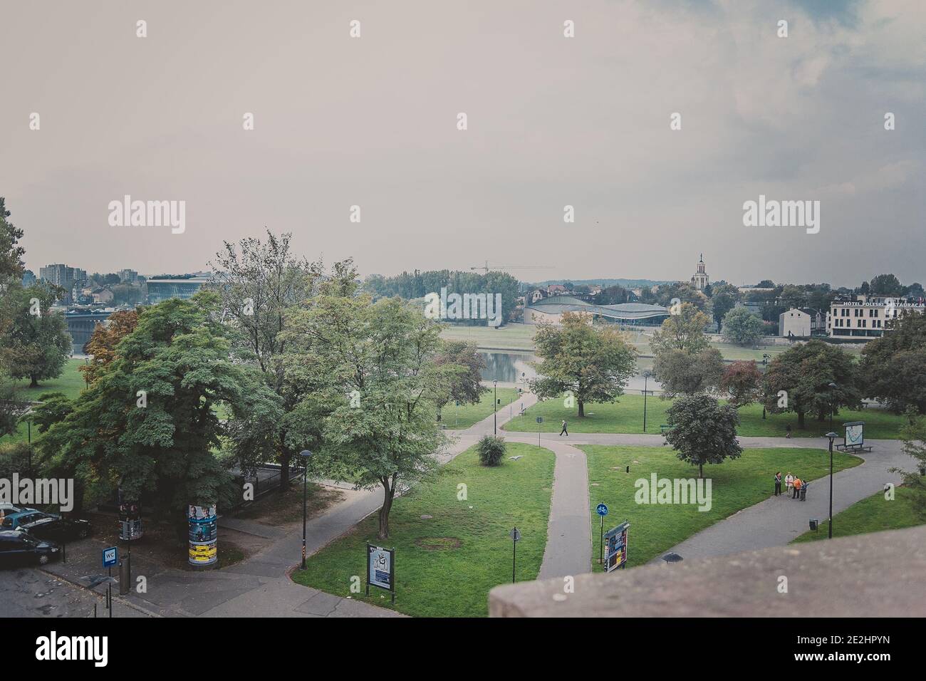 View from Wawel royal castle on the park and the Vistula river Stock Photo