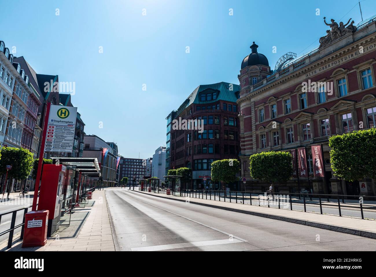 Hamburg, Germany August 25, 2019 Stephansplatz, street with classic
