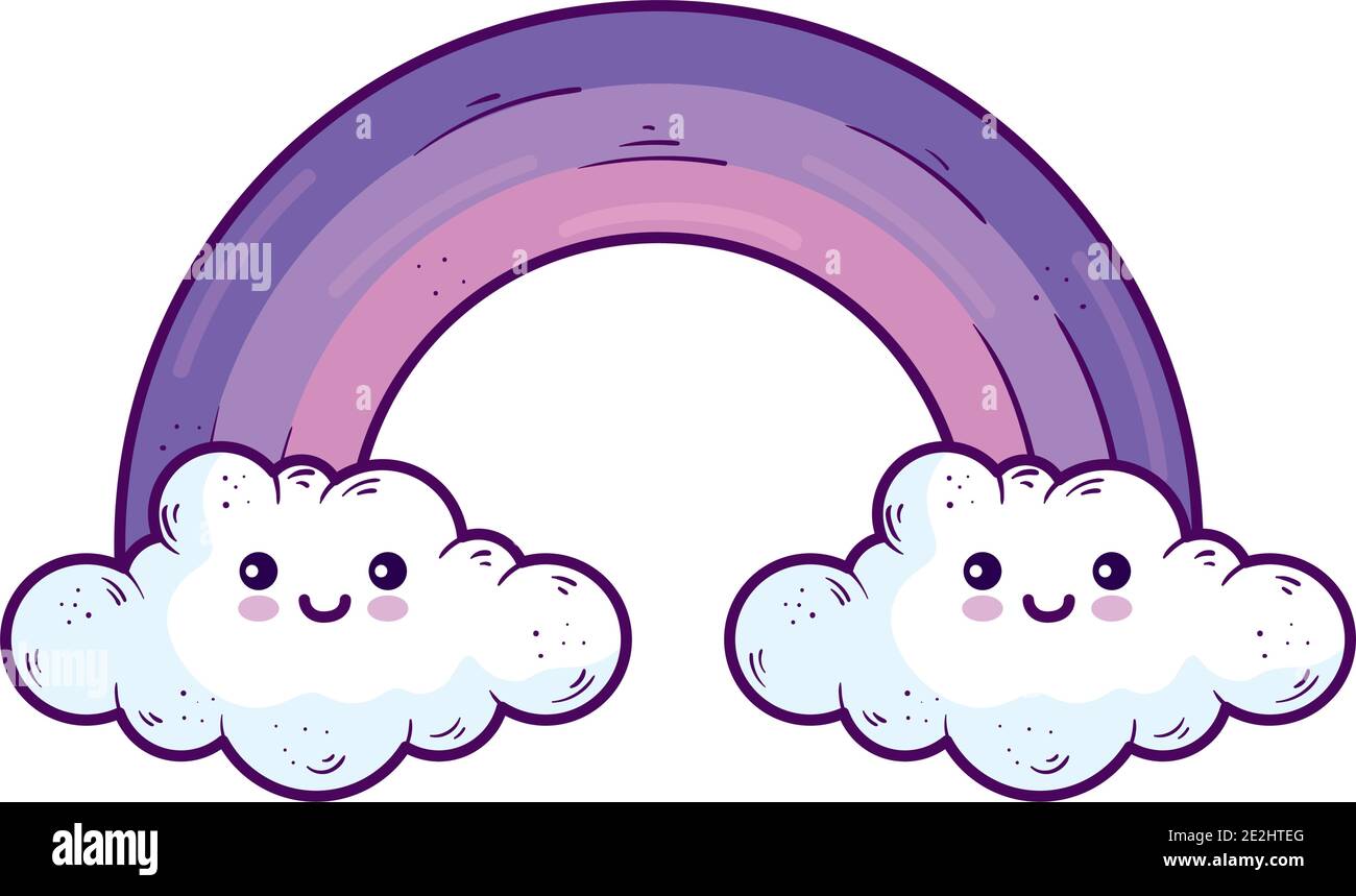 Kawaii rainbow with clouds cartoon vector design Stock Vector Image ...