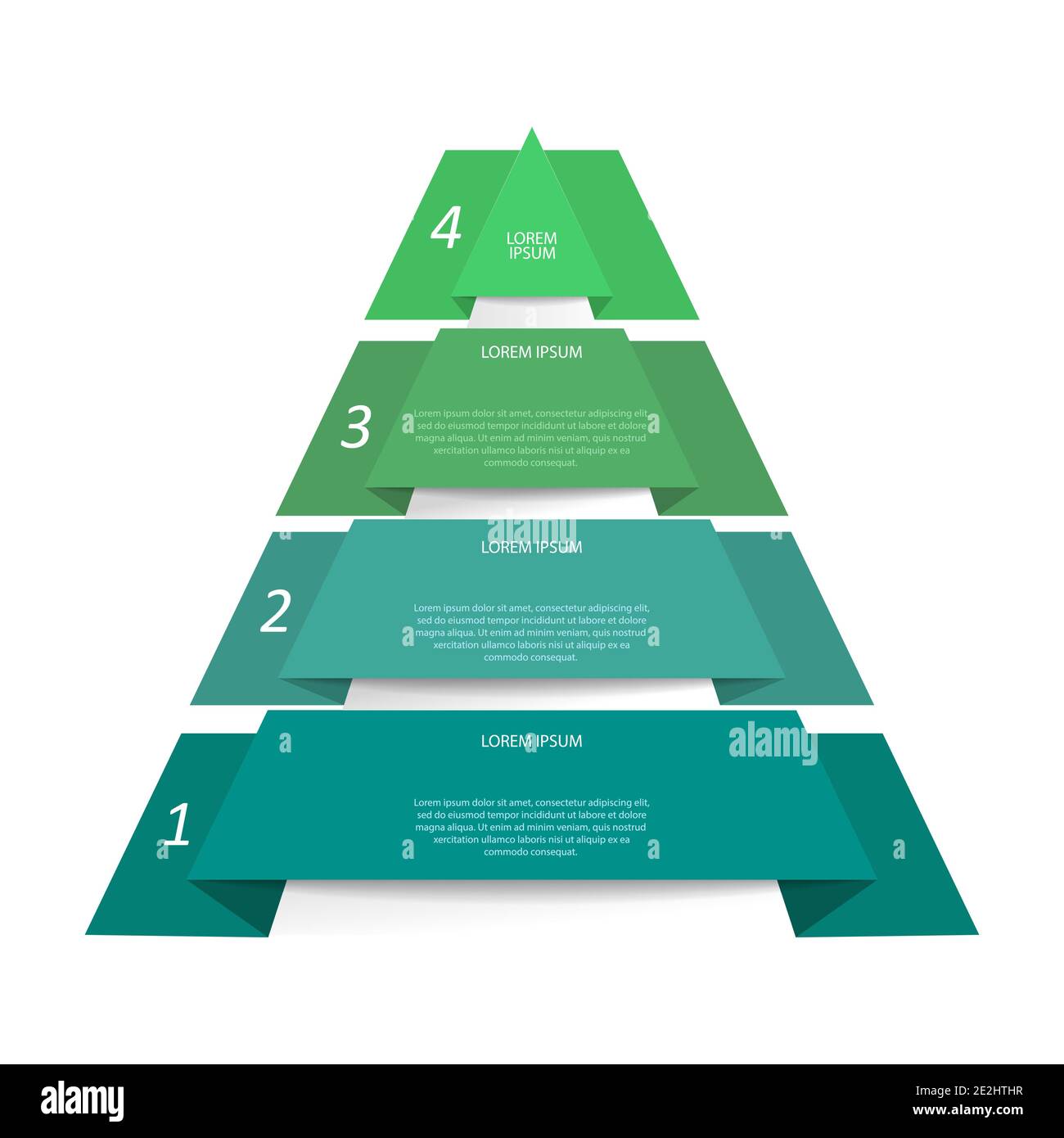 Infographic pyramid. The triangle diagram is divided into 4 parts