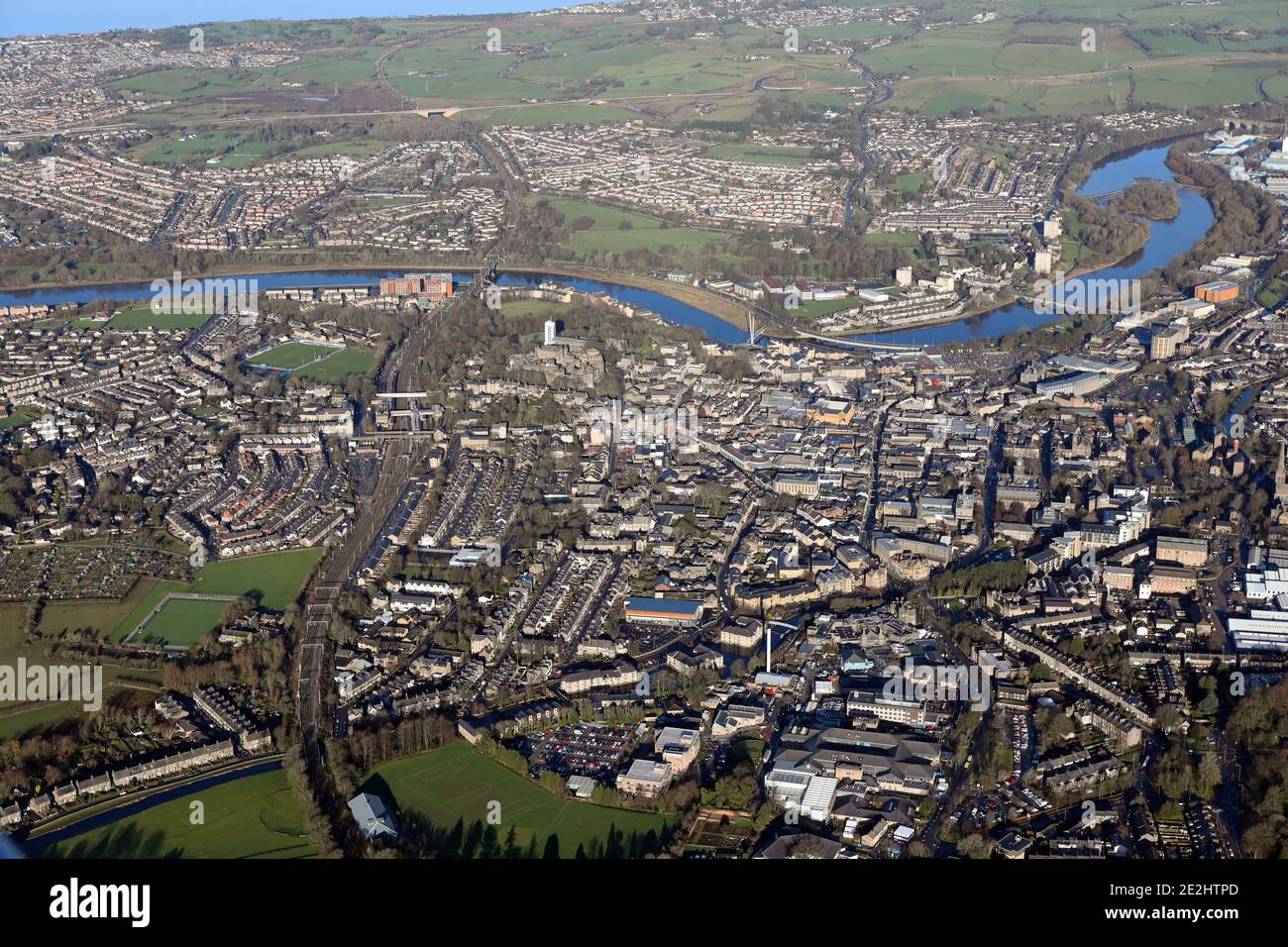 aerial view of Lancaster city centre Stock Photo