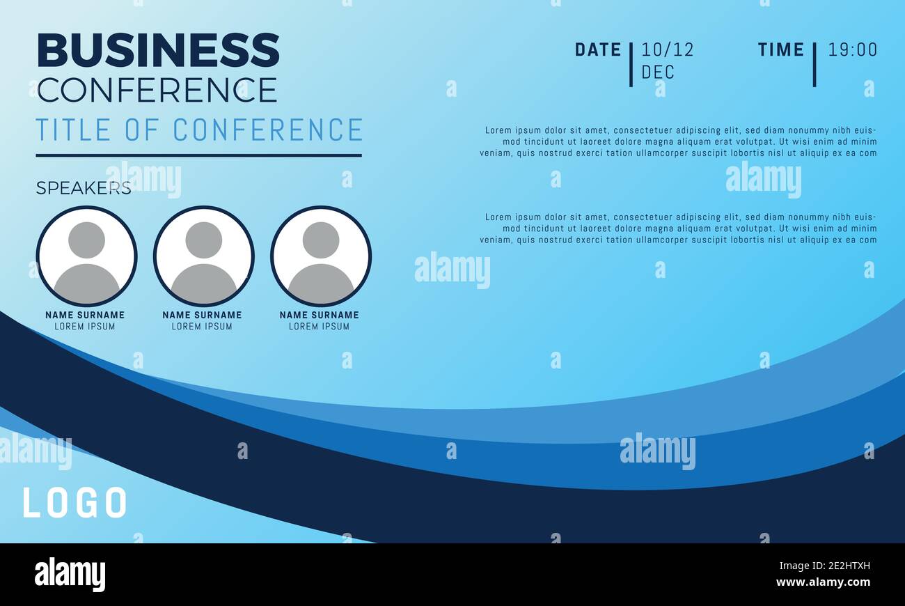 Business conference invite template. Banner live webinar promotion for social media. Stock Vector