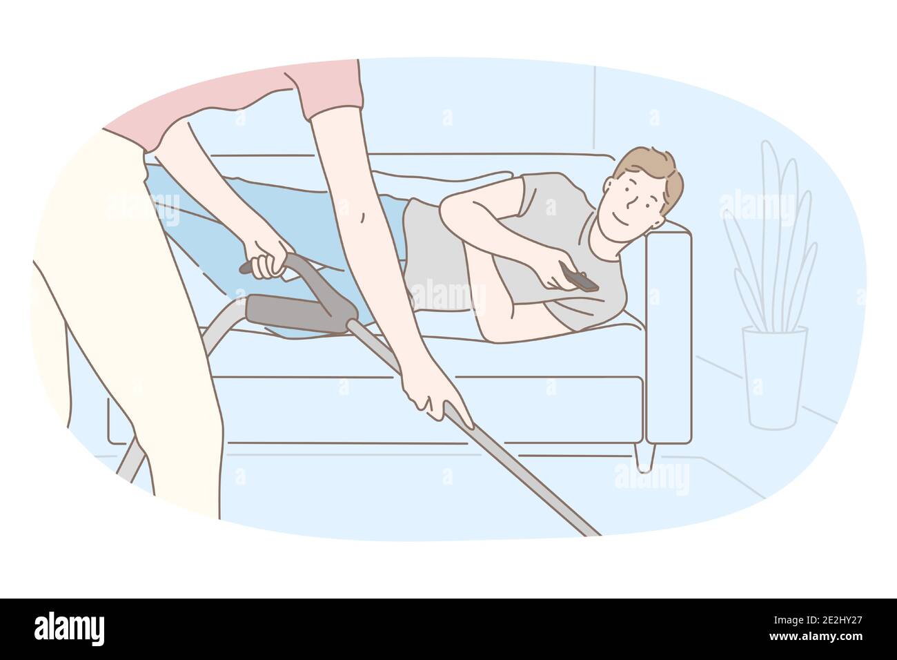 Cleaning, housework, vacuum cleaner concept Stock Vector