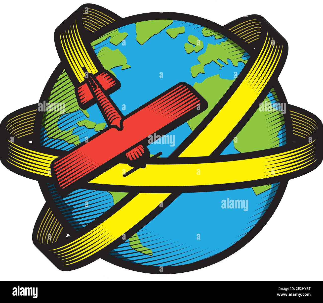 icon that expresses the concept of travel around the world (retro style) Stock Vector
