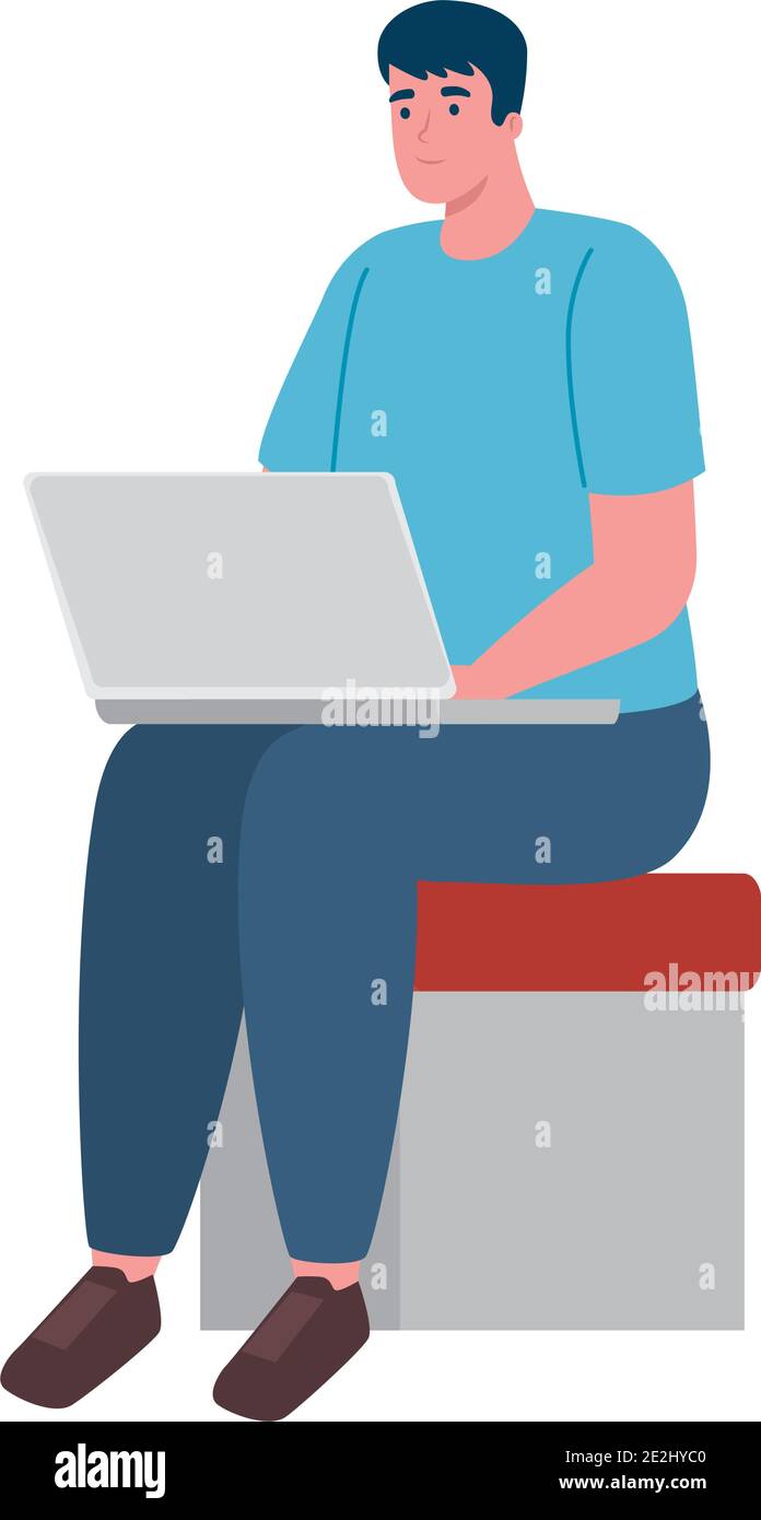 software developer programming in laptop seated in chair Stock Vector Image & Art Alamy