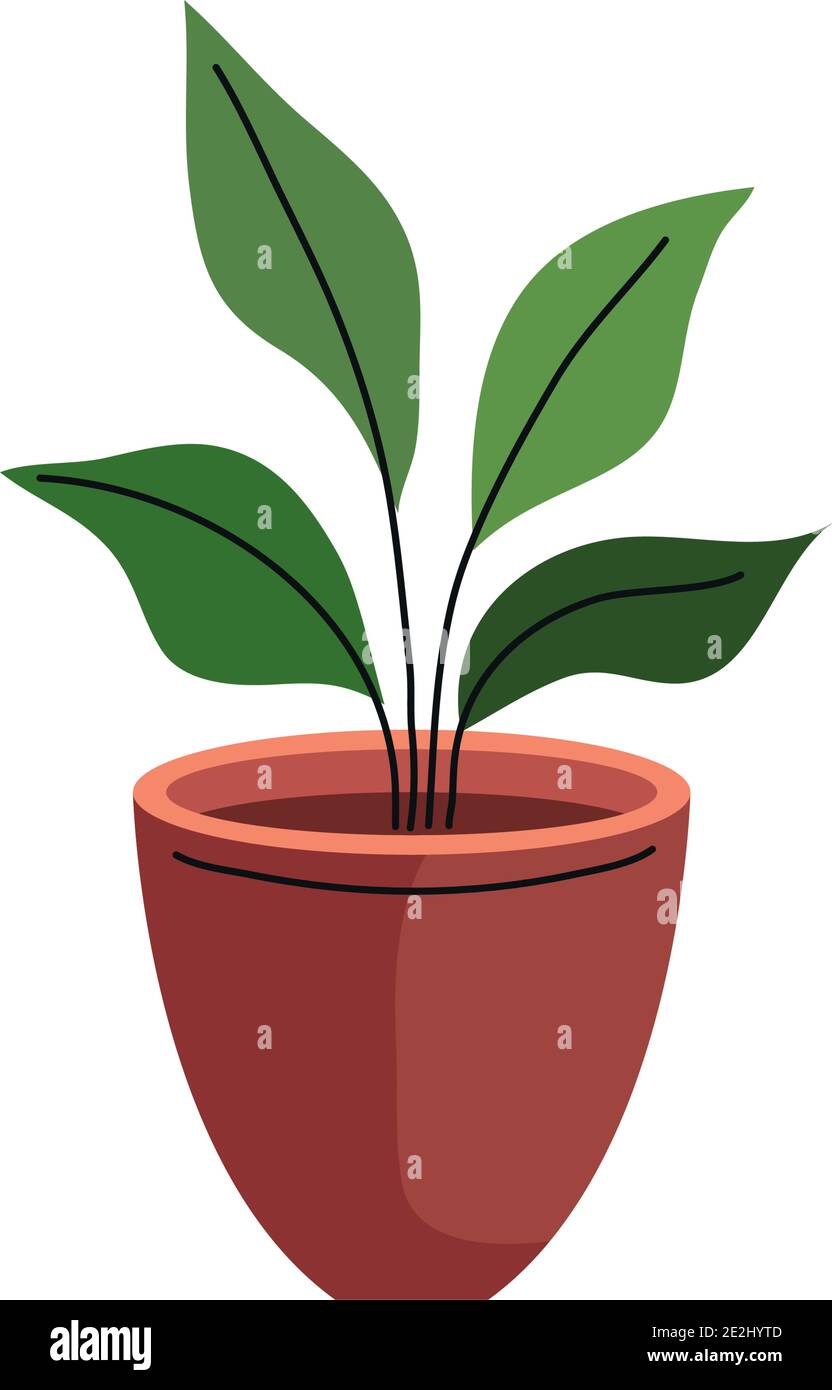 house plant in ceramic pot in orange color icon Stock Vector Image ...