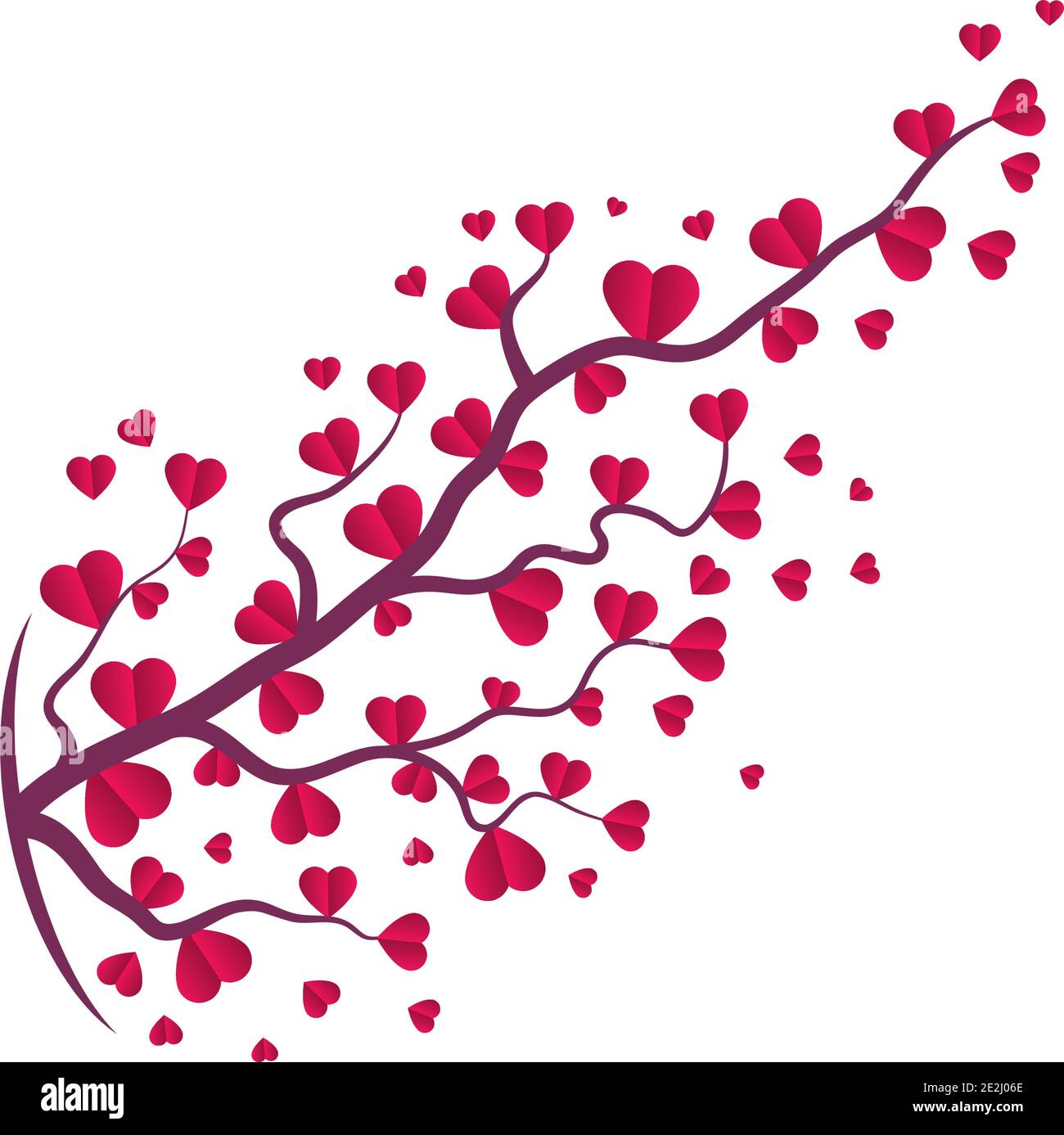 Hearts branch plant design of love passion and romantic theme Vector ...