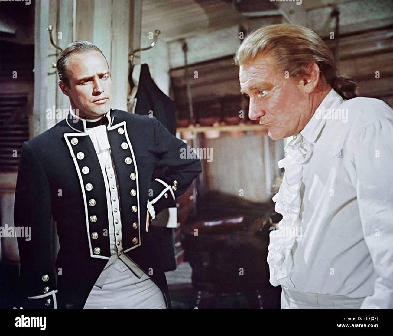MUTINY ON THE BOUNTY 1962 MGM film with Marlon Brando as Captain Fletcher Christian and Trevor Howard as Captain William Bligh Stock Photo