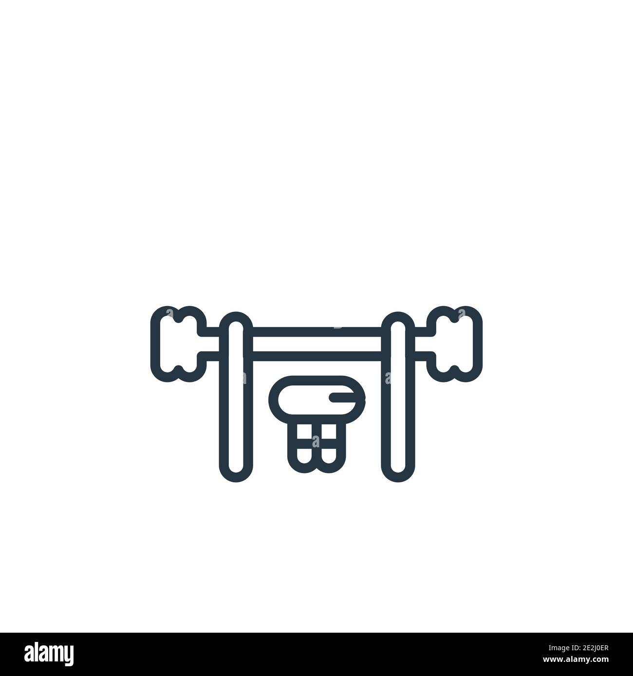 Bench press outline vector icon. Thin line black bench press icon, flat