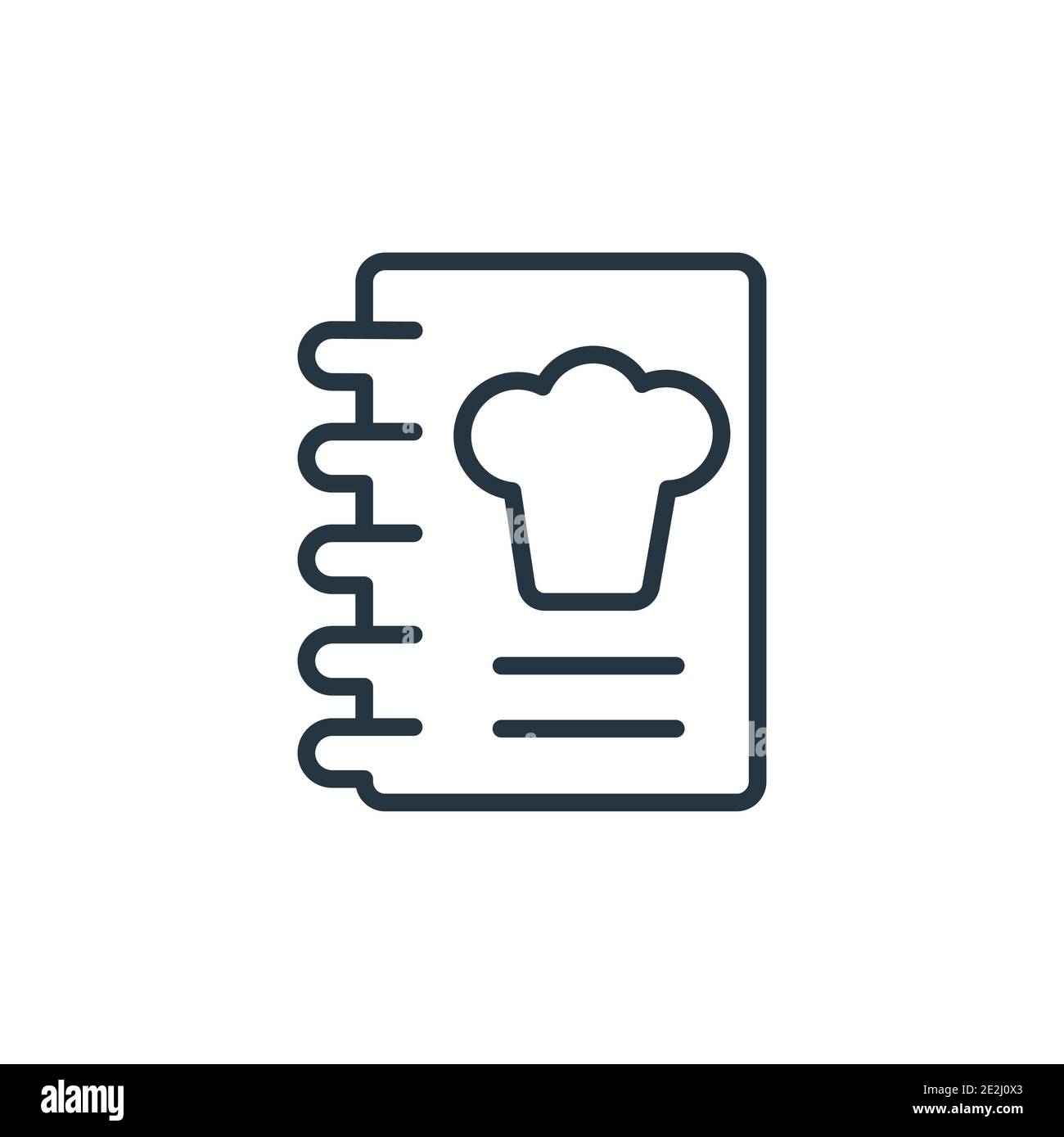 Cookbook outline vector icon. Thin line black cookbook icon, flat