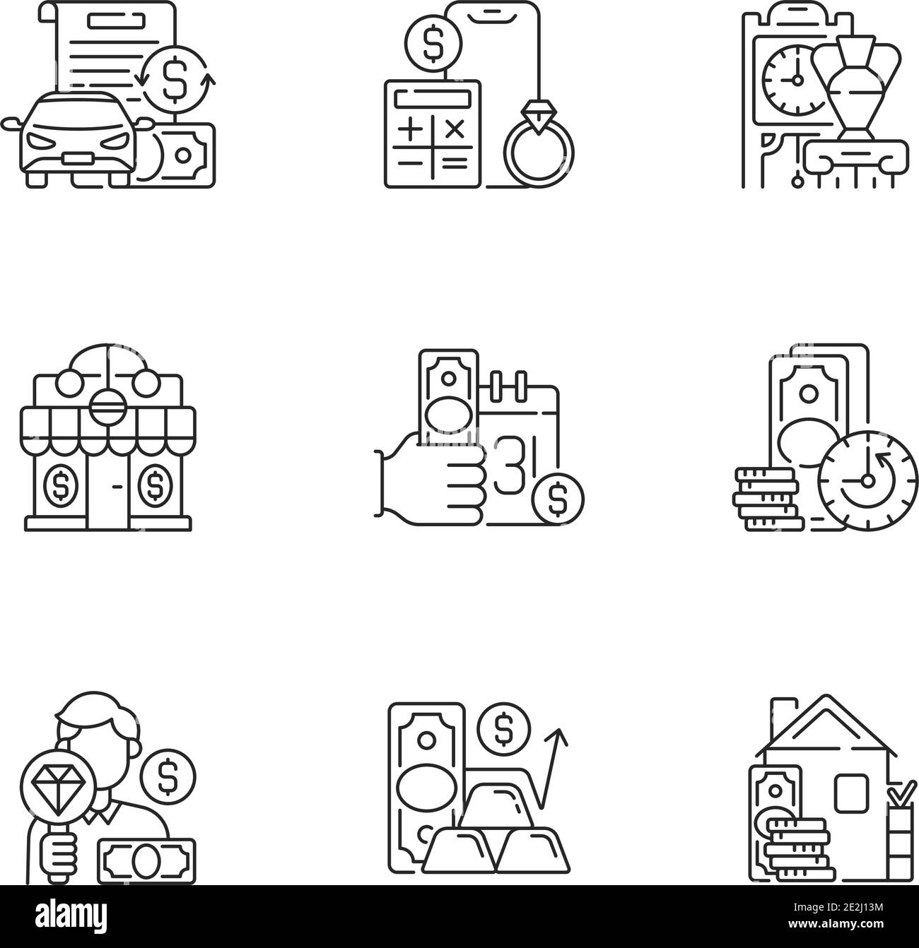 Pawnshop linear icons set Stock Vector Image & Art - Alamy