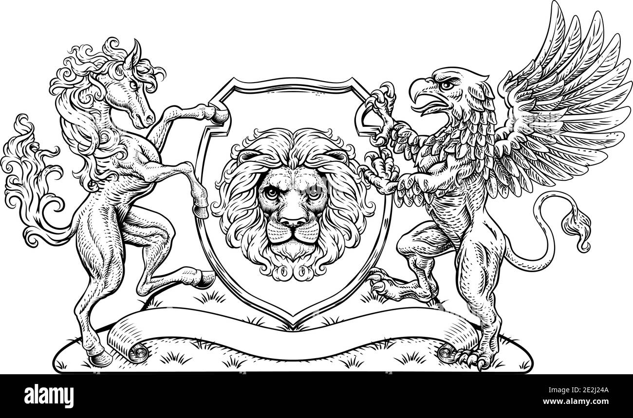 Coat of Arms Crest Griffin Horse Family Shield Stock Vector Image & Art