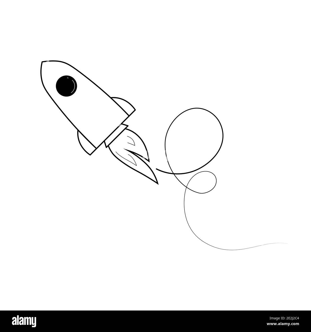 Rocket simple vector outline illustration on white background Stock Vector