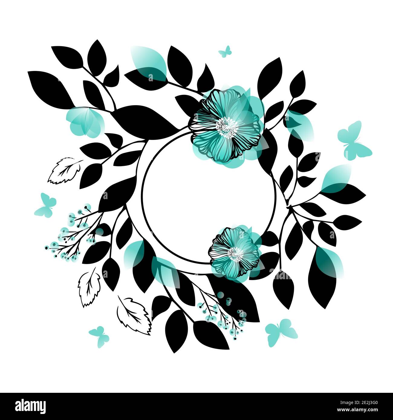 Abstract frame with leaves and flowers. Vector illustration Stock ...