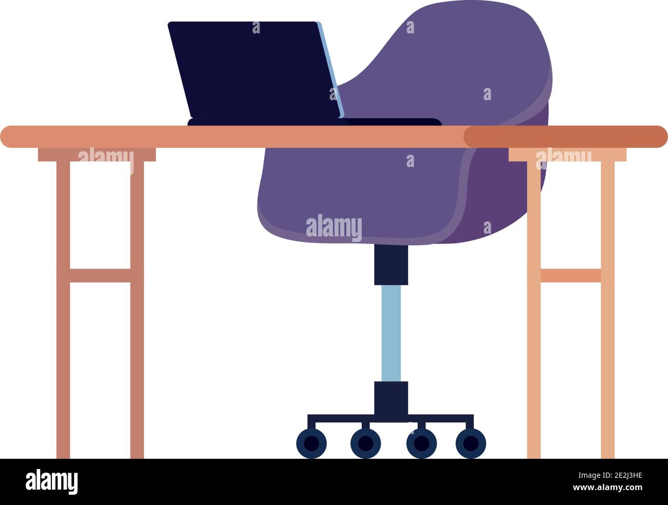 office workplace with laptop computer scene Stock Vector Image & Art ...